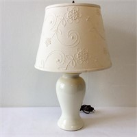 Ceramic Lamp with Embroidered Shade