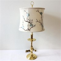 Brass Lamp with Embroidered Shade