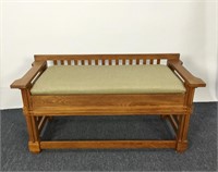 Mission Style Oak Frame Storage Bench