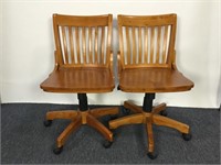 2 Birch Rolling Desk Chairs