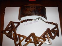 Wooden Necklace and Leather Bracelet