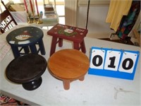 CANDLE STAND & (3) MINIATURE STOOLS