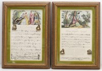 Pair of Framed Victorian Romantic Sheet Music