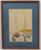 Original Watercolor Painting of Two Sailboats