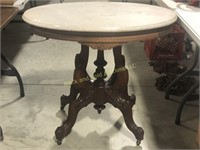 Beautiful Walnut Victorian Marble Top Table