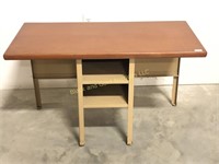Wood and Metal Double Desk