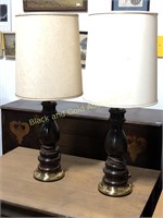 Pair of Turned Wood Table Lamps