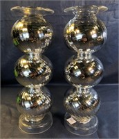 Pair of Swirl Glass Candle Holders