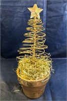 Glitzy Gold Topiary Style Christmas Tree in Pot