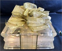 Lighted Gold Bow Wrapped Block