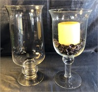 Pair of Clear Glass Candle Holders Goblets