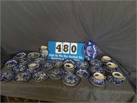 HUGE lot of blue and white Stoneware Dishes