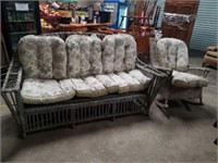 Vintage Outdoor couch and rocker with cushions