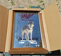 NOS Miller Beer Wolf Mirror 1st print with box
