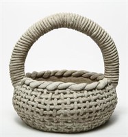 Cast Stone Woven Basket Planter, Large