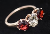 Vintage Diamond, Garnet, & 14K Gold Ring