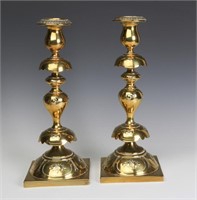 A PAIR 19TH CENT WARSAW JUDAICA CANDLESTICKS