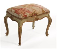 CREAM AND GOLD FRENCH STYLE STOOL W/ NEEDLEPOINT