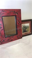 Wood Framed mirror & picture