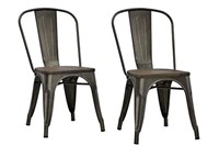 DOREL METAL DINING CHAIRS W/ WOOD SEAT