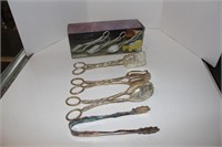 Silver Tongs and Salad Spoons