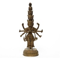 Tibetan Gilt Bronze 11-Headed Avalokiteshvara
