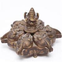 Indian Brass Ganesh KumKum Tikka Makeup Box