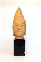 Head of Guanyin with Buddha Headdress, Cast Stone