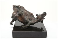 Bronze Lost Wax Sculpture, of Falling Cow