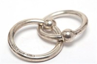 Tiffany Sterling Silver Baby Rattle, Double-Ring