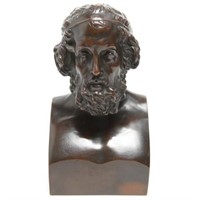 German Bronze Bust of Homer, 19th Century