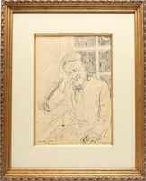 Illegibly Signed- Portrait of an Elder, Ink/ Paper