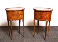 Italian Parquetry Side Tables, Fruitwood, Antique