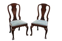 Queen Anne Side Chairs, Antique, Period, Pair