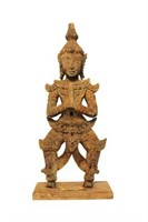Thai Temple Figure, Hand-Carved Wood Sculpture