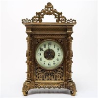 Chinoiserie Mantel Clock, Gilt Bronze, Continental