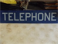 GLASS TELEPHONE SIGN IS APPROX 25" X 5.5"