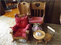 DOLL ROCKING CHAIRS & TABLE SET
