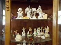 TWO SHELVES PRECIOUS MOMENTS & OTHER FIGURINES