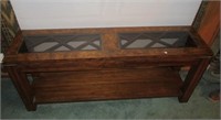 Solid Wood Sofa Table with Two Tinted Beveled