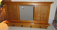 Oak Wall Mount Coat Rack with Mirror & Photo