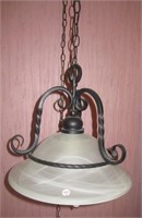 (2) Matching Hanging Lamps with Frosted Glass