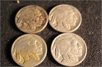 Lot of 4 Buffalo Nickels