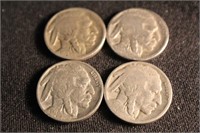 Lot of 4 Buffalo Nickels