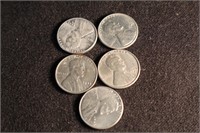 Lot of 5 1943 Steel Pennies