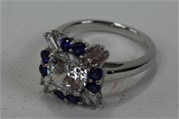 3.0 CT BLUE AND WHITE SAPPHIRE SOLITAIRE RING