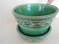 Green 3 1/2"Tall Pottery Flower Pot