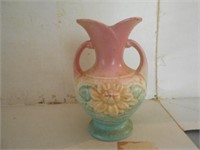 6"Tall Pottery Vase White Pink and Green