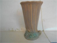 6 1/2"Tall Tan and Green Pottery Vase