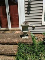 Pair Of Cement Urns On Front Step